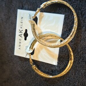 ANNE KLINE Textured Gold and Silver Hoop Earrings